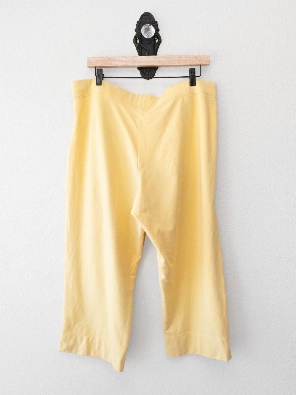 Bold Spirit Womens XL Yellow Cropped Pants Wide Leg White Stripe Casual Lounge - Picture 8 of 12